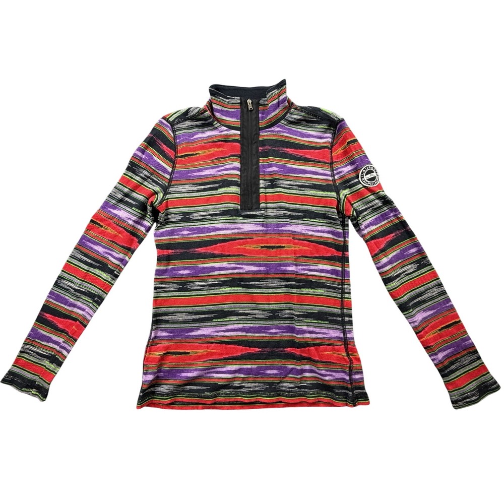 Lauren Ralph Lauren LRL Y2K Vintage Striped 1/4 Zip Active Top Cotton M